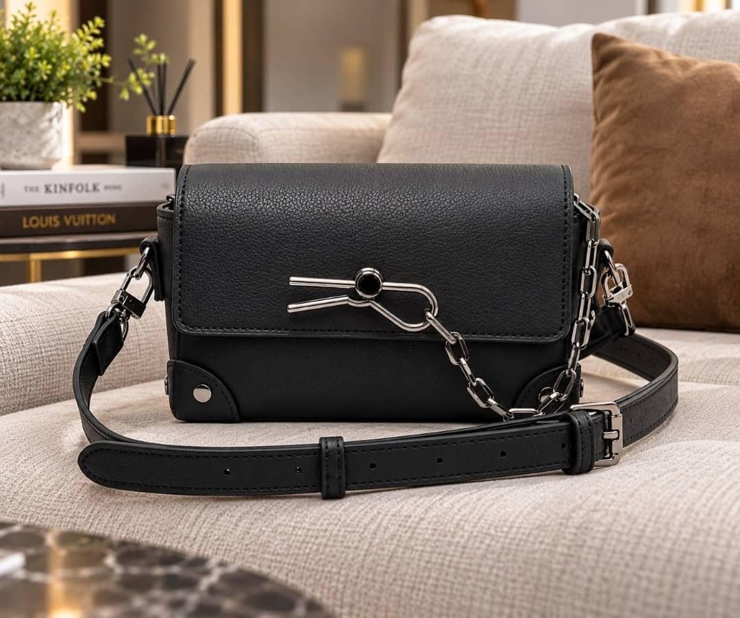 Black Chain-Detail Crossbody Bag — view 1