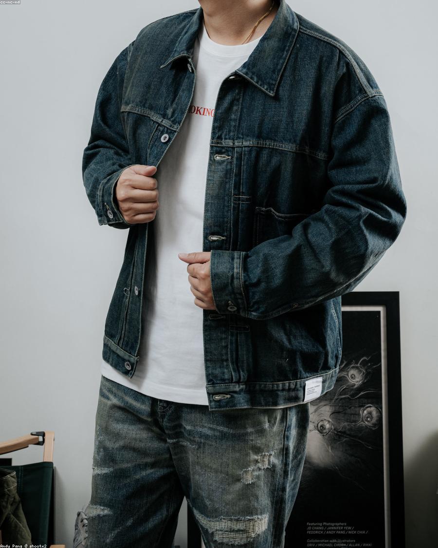 Indigo Denim Trucker Jacket — front view