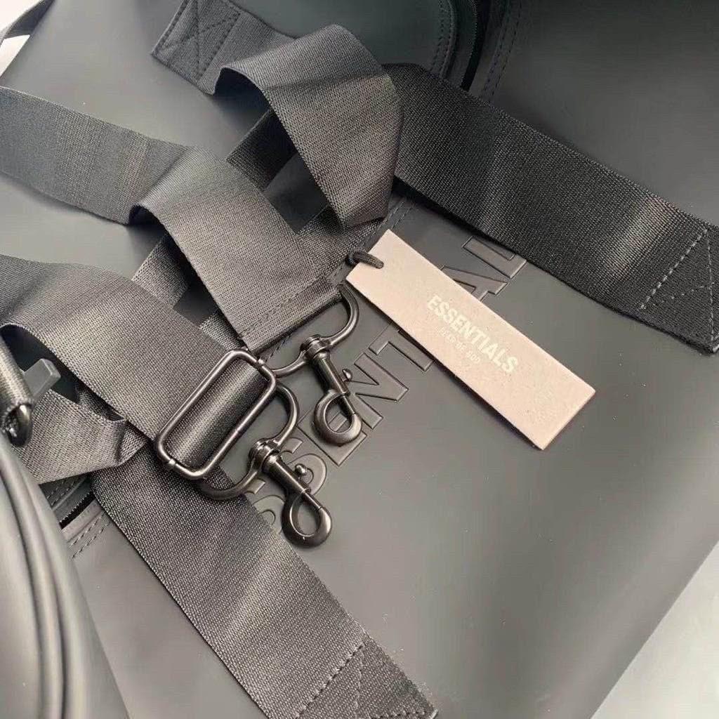 Essentials Black Duffel Bag — fabric detail
