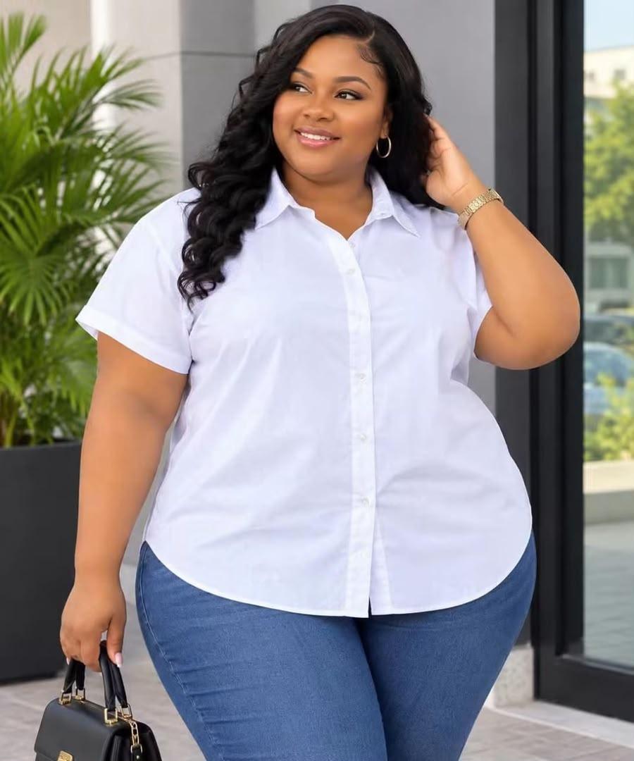 Ladies Button-Up Shirt — fabric detail