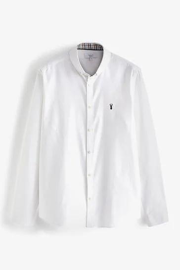 Men's Long-Sleeve Shirt — White — fabric detail